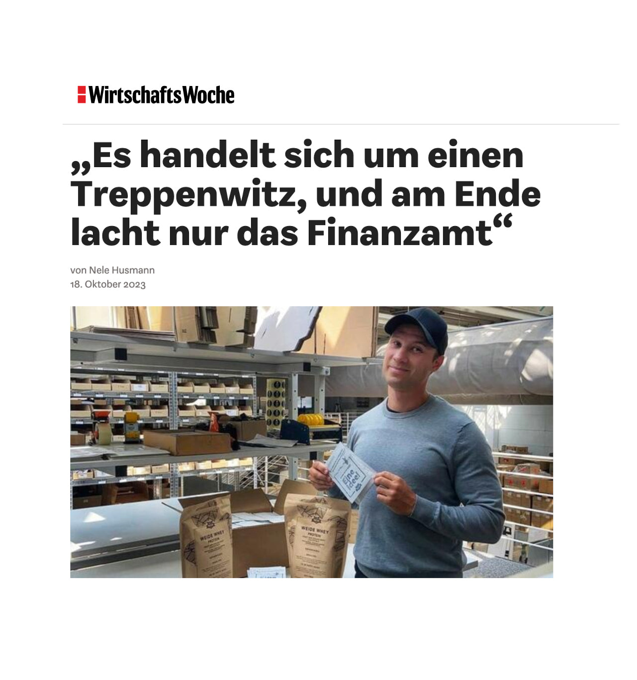 Umsatzsteuer Protein in der WirtschaftsWoche